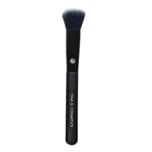 Bronzer Contour Brush. Luxury Vegan Brushes Tina G Cosmetics. Medium dense contour blending makeup brush. Bronzer tanning powder brush. Cruelty Free Cosmetics.